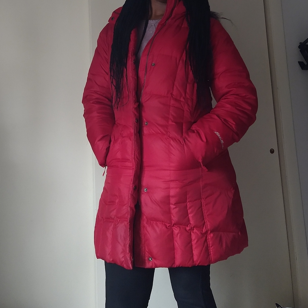 Eddie Bauer Large red down coat